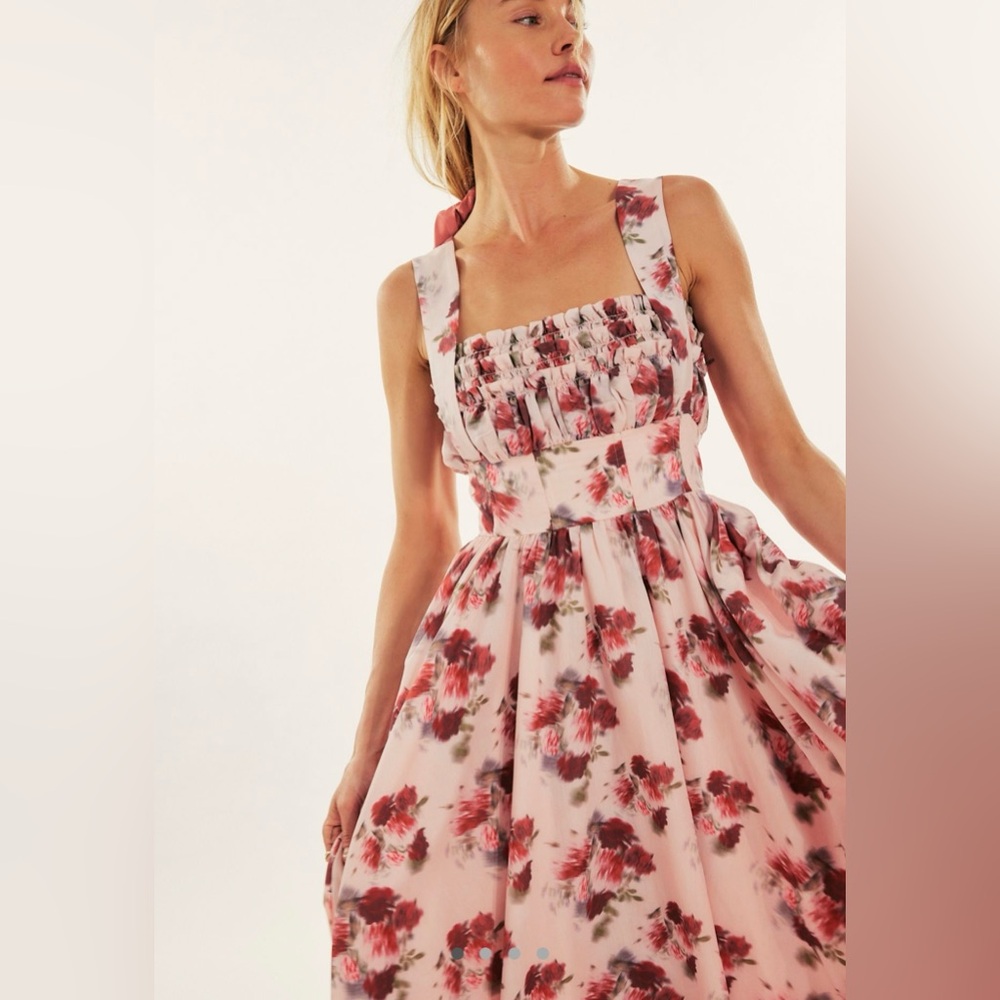 Free People x Maison Amory The Grace Dress Rose Floral NWT 🔖 - Picture 3 of 10